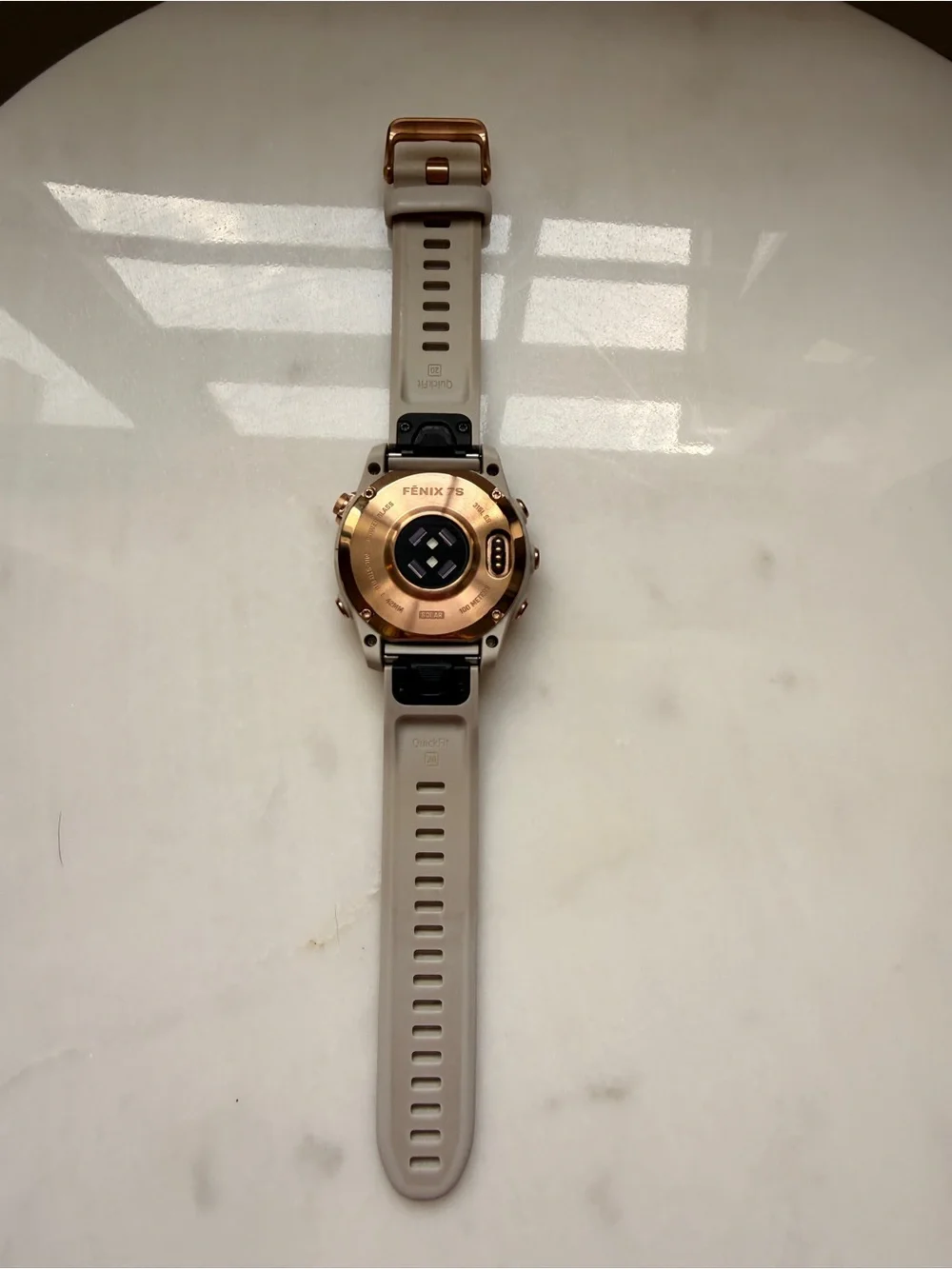 Garmin fēnix® 7S Solar Edition Rose Gold with Light Sand Band